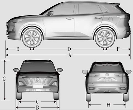 Размеры автомобиля Changan CS55 PLUS c 2021 года
