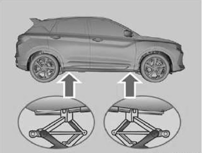 Снятие колеса с поврежденной шиной и установка запасного колеса Geely Coolray c 2022 года