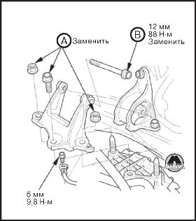 Установка монтажной опоры коробки передач Honda CR-V