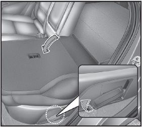 Процедура складывания спинки заднего сиденья Hyundai Tucson