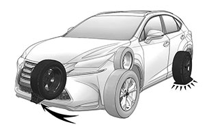 Замена спущенной шины Lexus NX с 2014 года