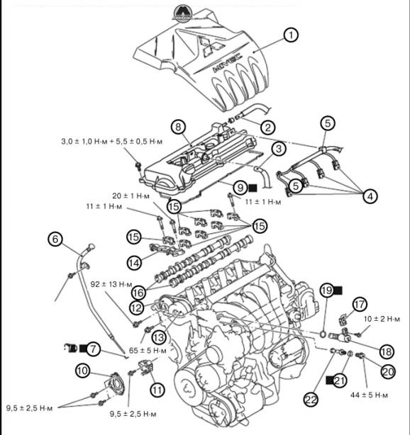 Снятие распределительного вала Mitsubishi ASX RVR Outlander Sport