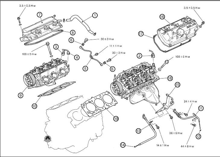 Снятие прокладки головки блока цилиндров Mitsubishi Pajero IV
