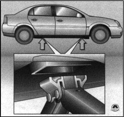 Точки для подъёма автомобиля Opel Vectra