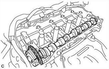 Привязать приводную цепь шнурком или чем-то подобным, как показано на рисунке Toyota Camry c 2017 года