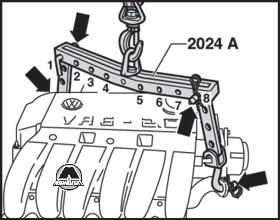 Снятие двигателя VW Golf III